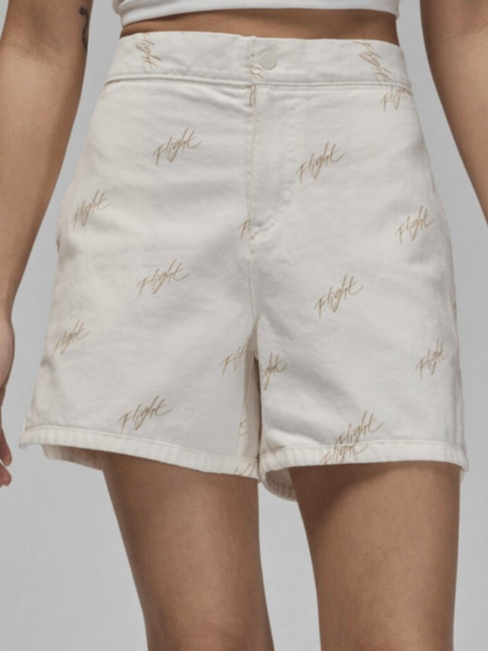 Air JORDAN womens High waist denim jean shorts size L Beige